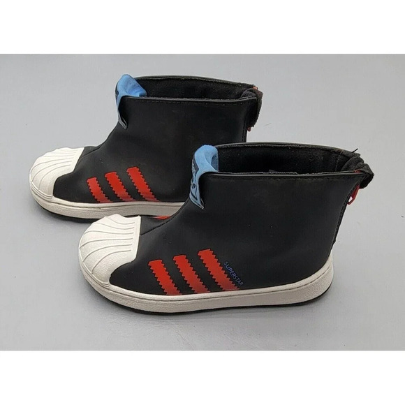 Adidas Superstar 360 Rain Boot J 'Black Bright Red' Kids Size 9 #S23970 - Picture 2 of 7